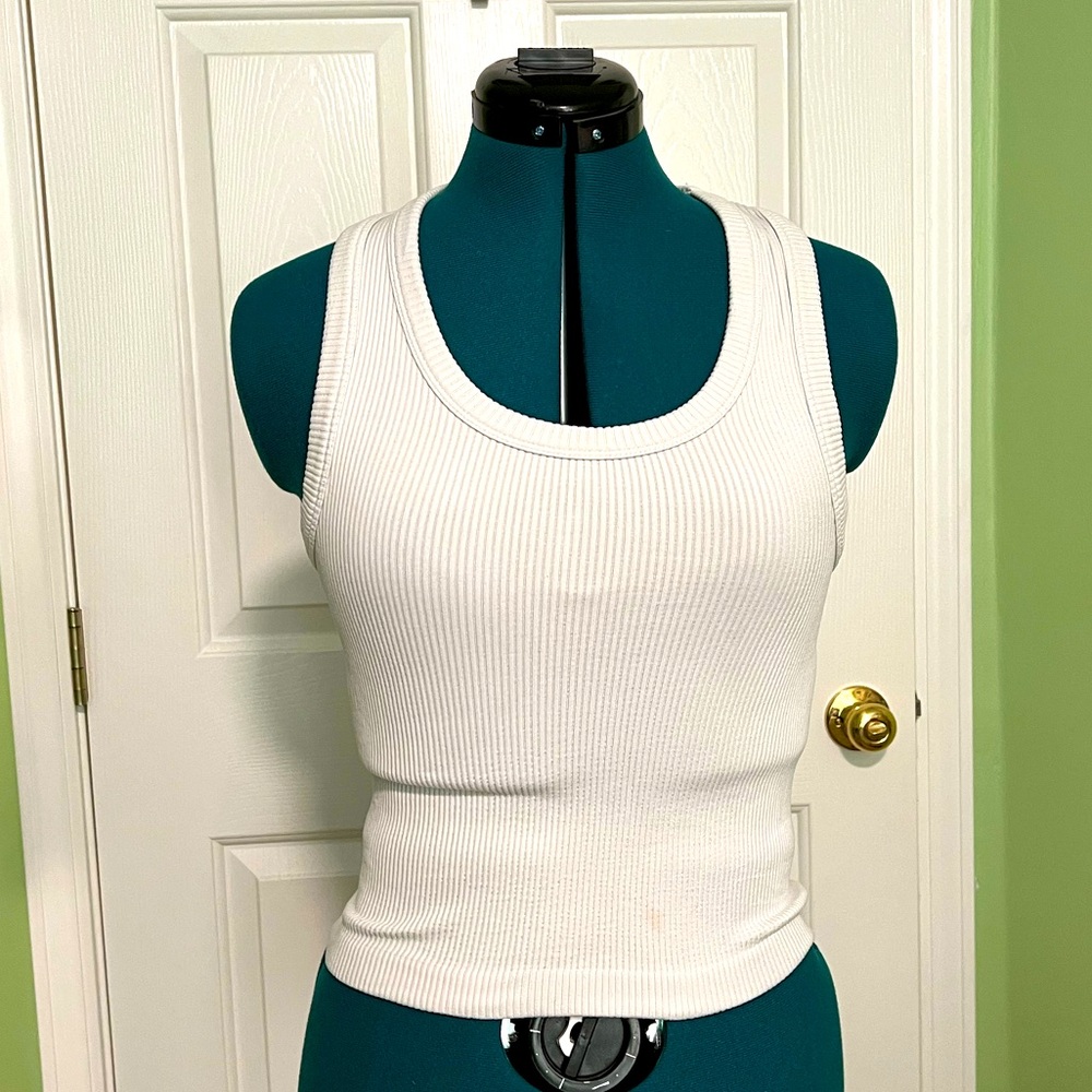 White Ribbed Tank Top